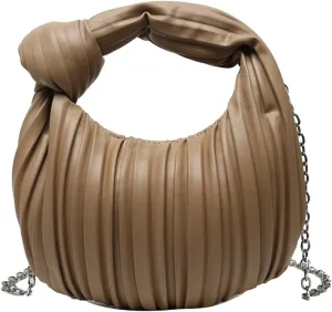 Women Knotted Woven Ruched Handbag Soft Faux Leather Purse Chic Top Handle Bag for Ladies Small Hobo Handbag