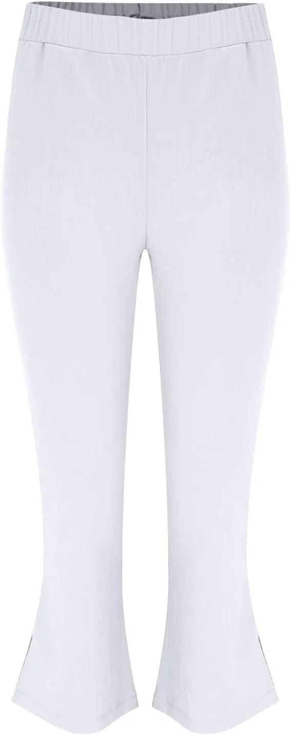 Women Linen Pants Summer and Linen Buttoned Cropped Pants with Elastic Waist for Women's Womens Linen Pants Straight Leg