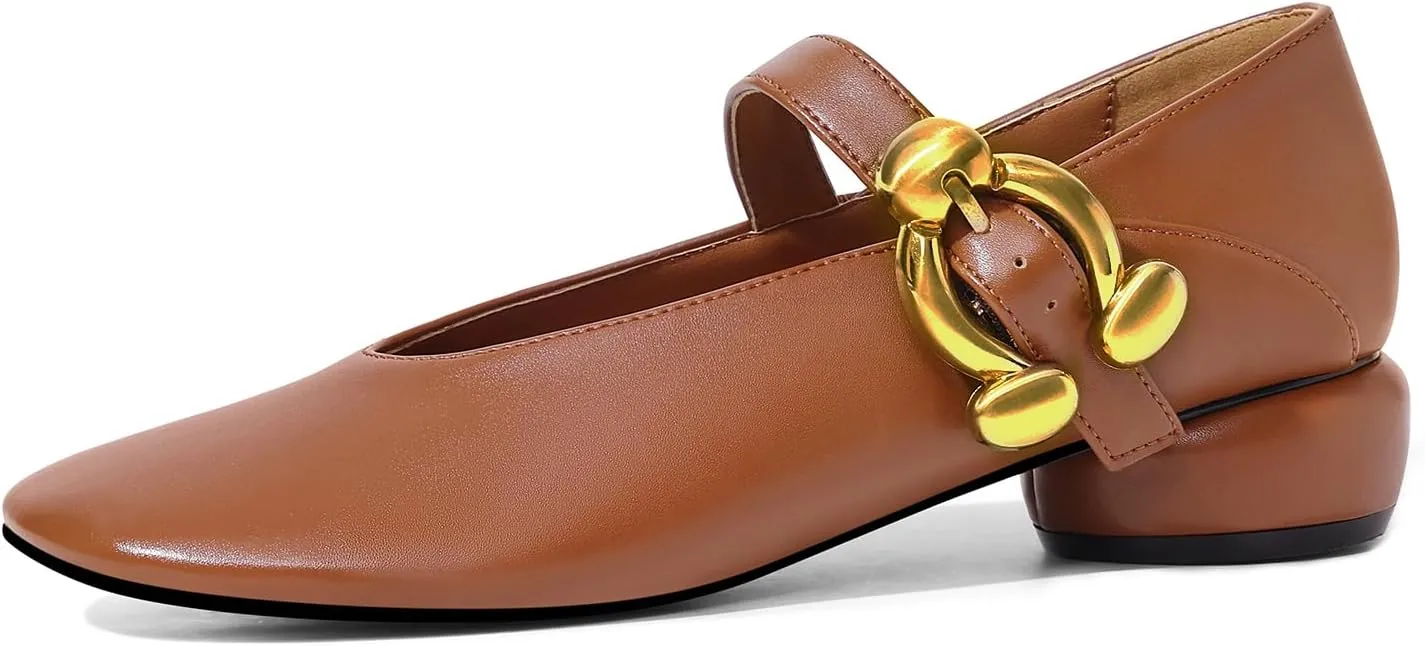 Women Mary Jane Shoes Pumps Chunky Comfortable Low Heels Closed Round Toe Dress Work Wedding Shoes