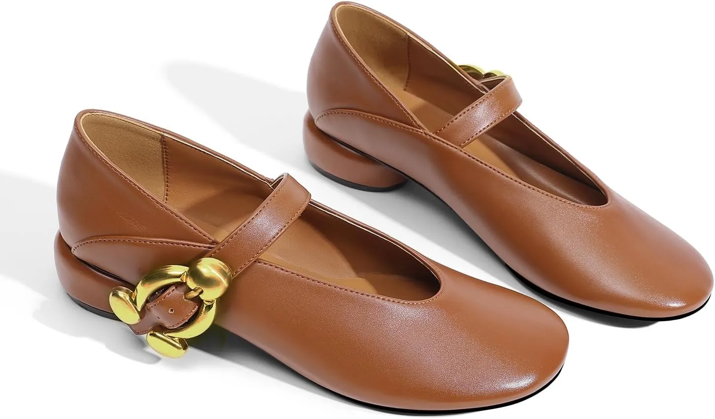 Women Mary Jane Shoes Pumps Chunky Comfortable Low Heels Closed Round Toe Dress Work Wedding Shoes