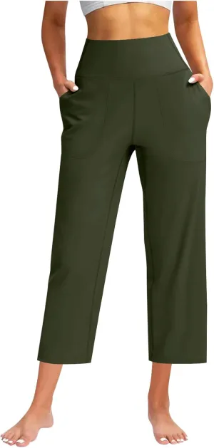 Women Yoga Capri Pants 2025 High Waist Solid Pant Wide Leg Workout Crop Summer Pants for Casual, Travel, Exercise