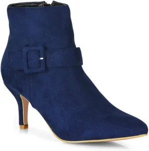 Womens Ankle Boots Kitten Low Heel Pointed Toe Booties Shoes