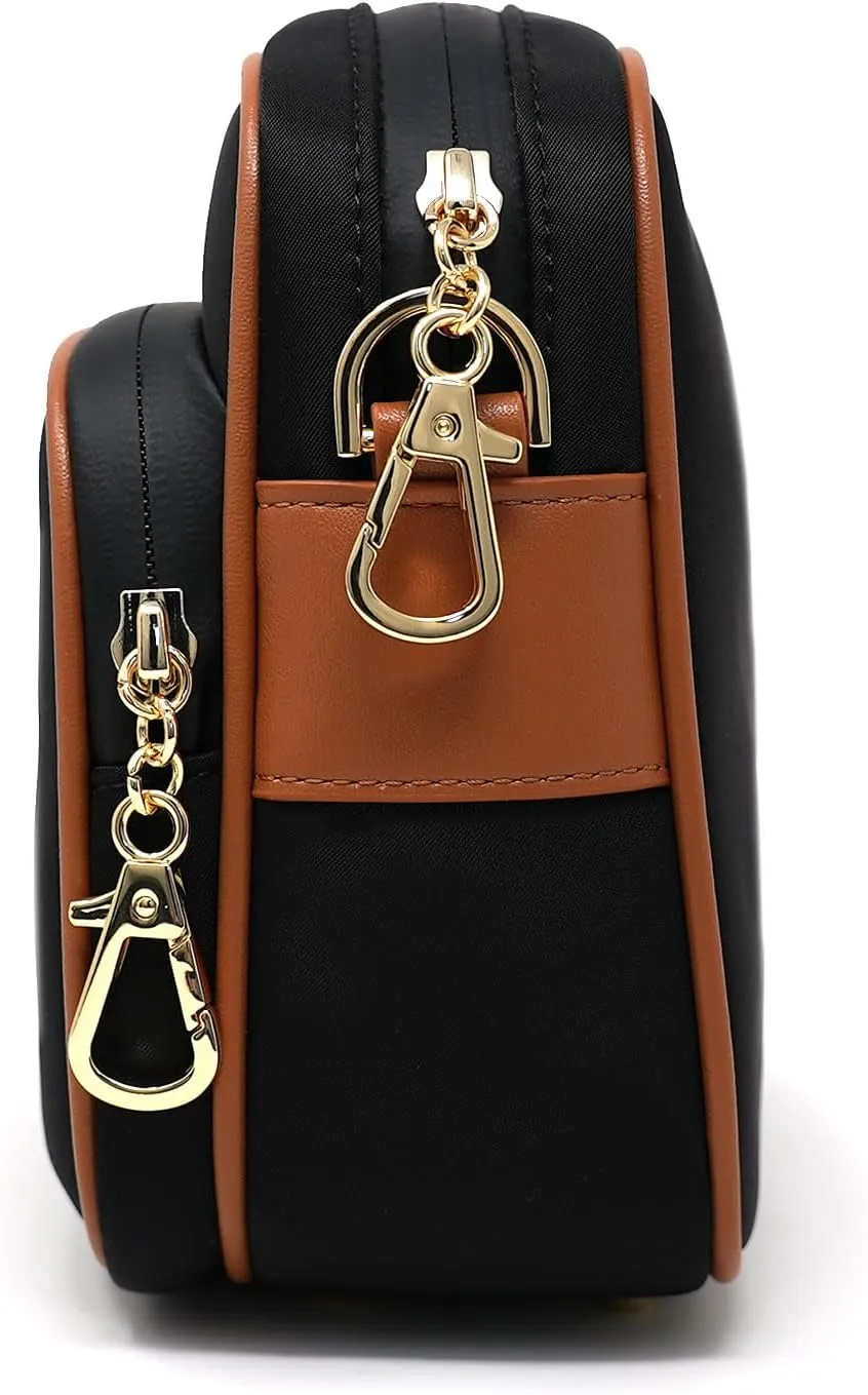 Womens Anti-Theft Water-Proof Travel Crossbody Bag with Locking Clasps Chain Strap