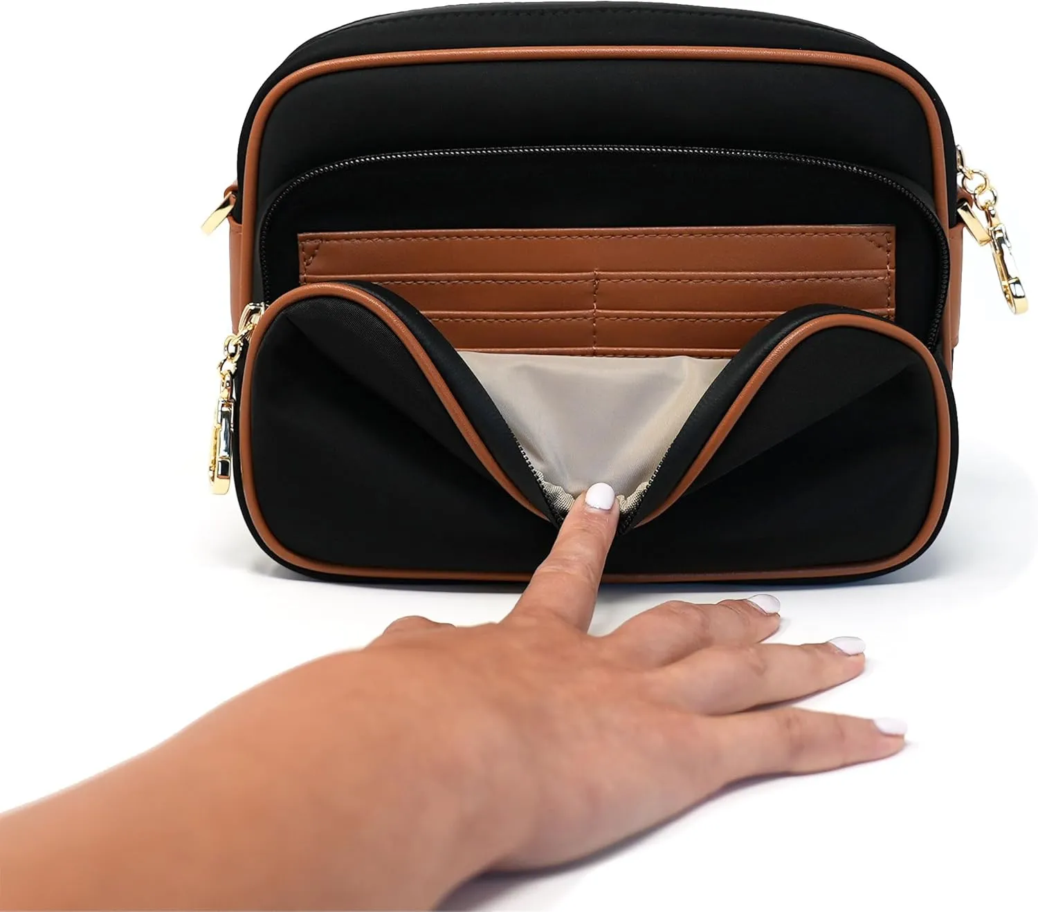 Womens Anti-Theft Water-Proof Travel Crossbody Bag with Locking Clasps Chain Strap
