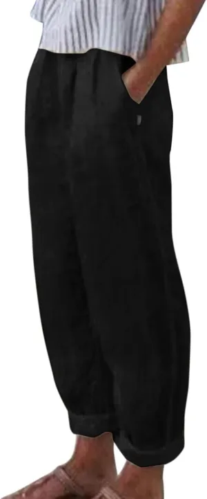 Womens Bootcut Dress Pants Women Linen Pants Casual High Waisted Button Stretchy Business Work Casual Trousers