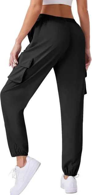 Womens Cargo Joggers Parachute Y2K Pants Lightweight Hiking Travel Scrub Pants Quick Dry Trousers with Pockets