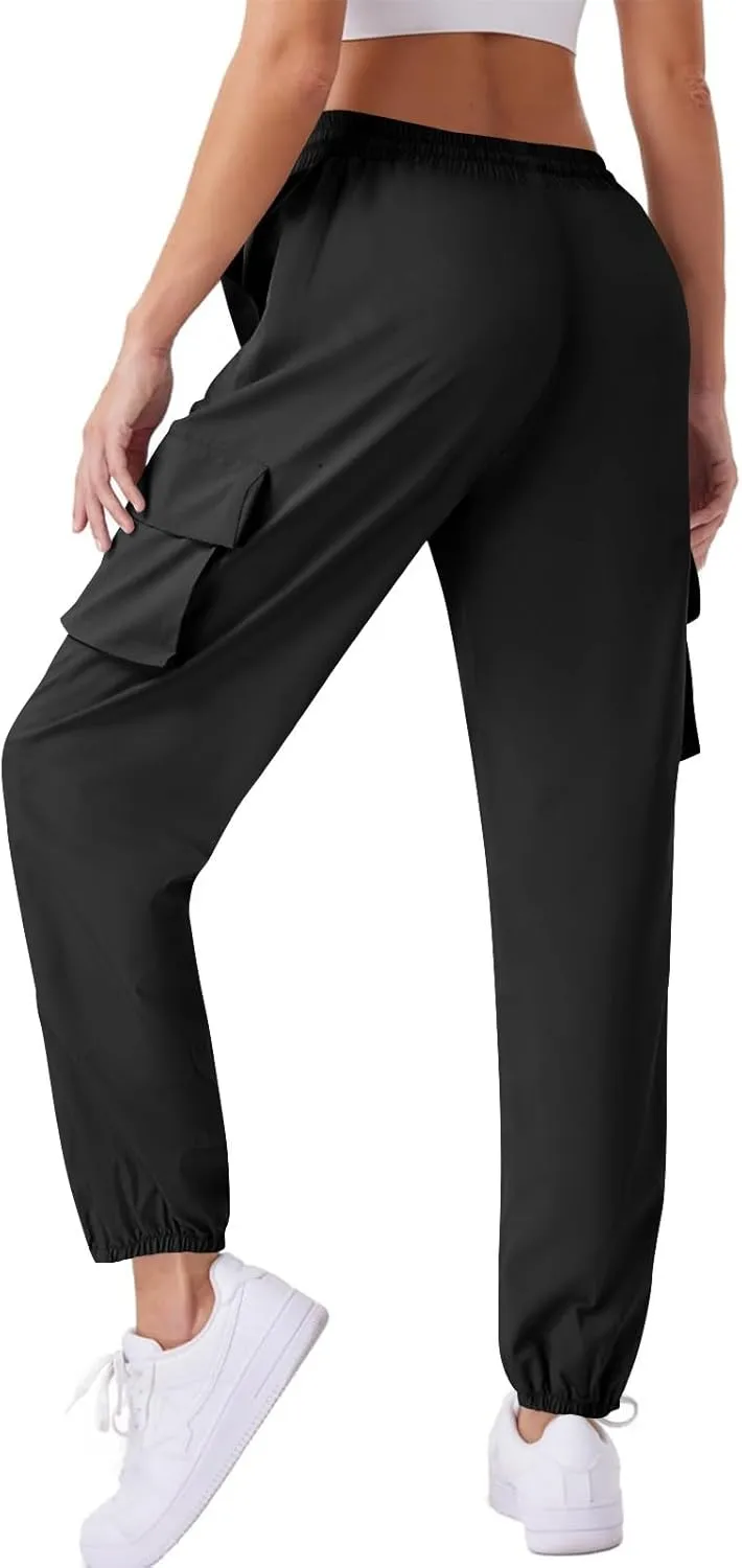 Womens Cargo Joggers Parachute Y2K Pants Lightweight Hiking Travel Scrub Pants Quick Dry Trousers with Pockets