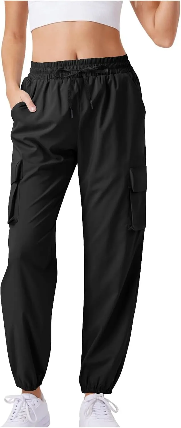 Womens Cargo Joggers Parachute Y2K Pants Lightweight Hiking Travel Scrub Pants Quick Dry Trousers with Pockets