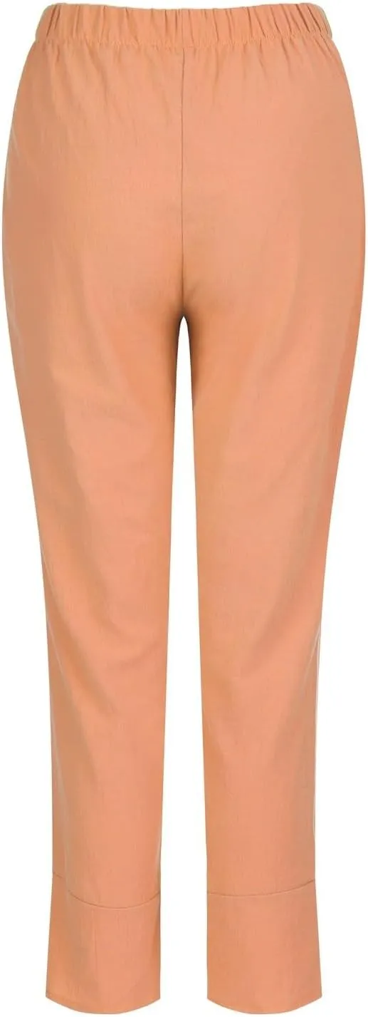 Women's Cotton Linen Capri Pants Casual Cropped Baggy Trousers Comfy Loose Palazzo Lounge Pants with Pockets