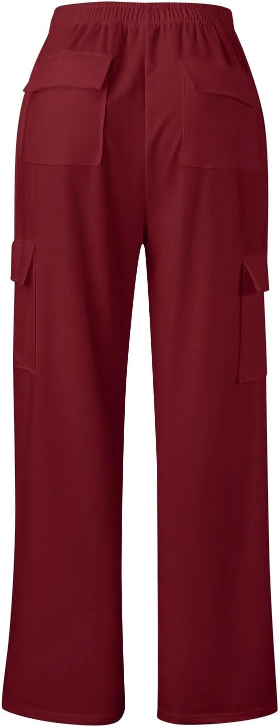 Women's Cotton Linen Summer Lightweigt Palazzo Pants Low Waist Baggy Stretchy Loose Fit Palazzo Pants Work Business