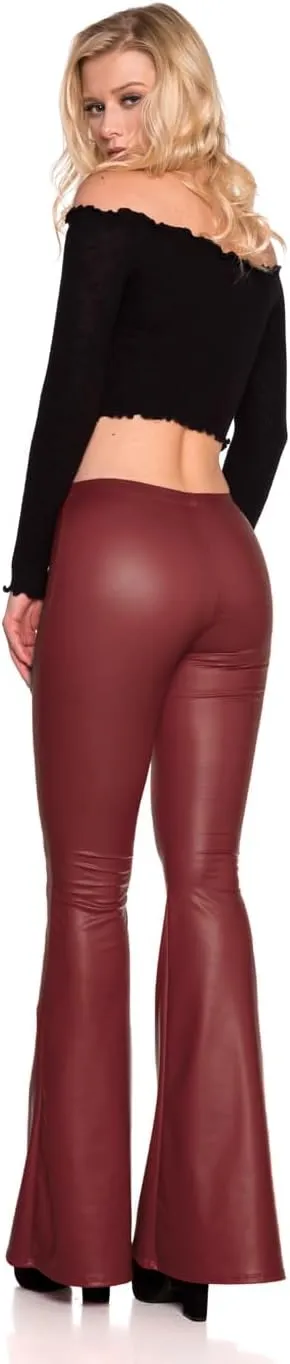 Women's J2 Love Faux Leather Bell Botom Flare Pants