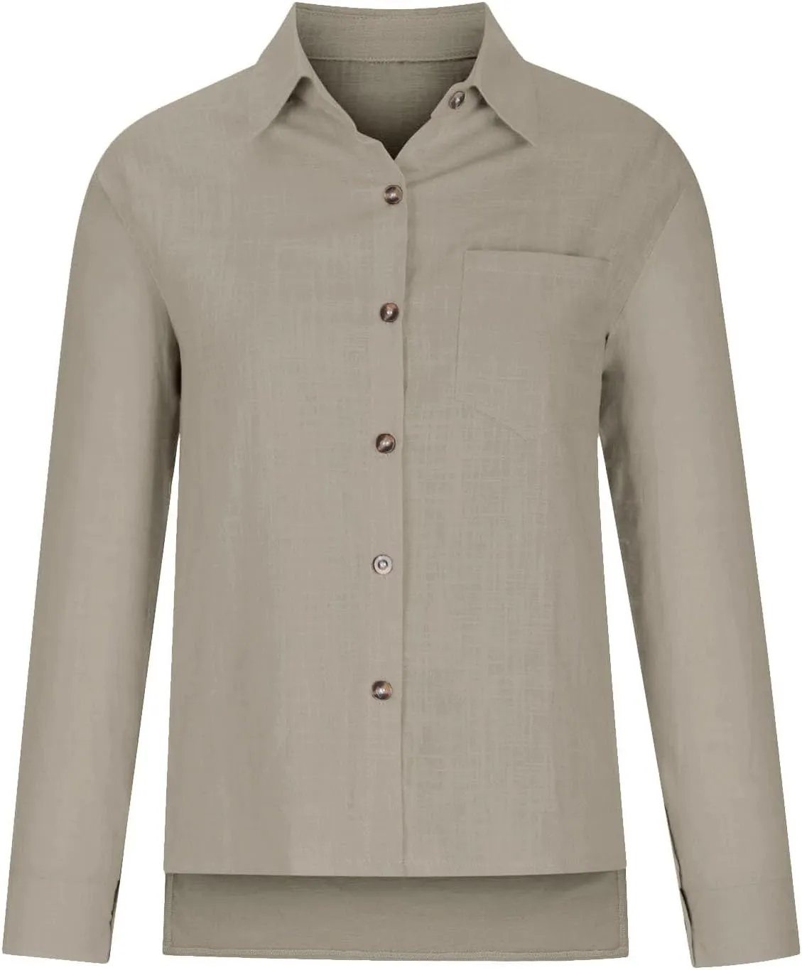 Women's Linen Blouse Long Sleeve Vintage Shirt Top Ladies Summer Casual Womens Dress Tops Shirt