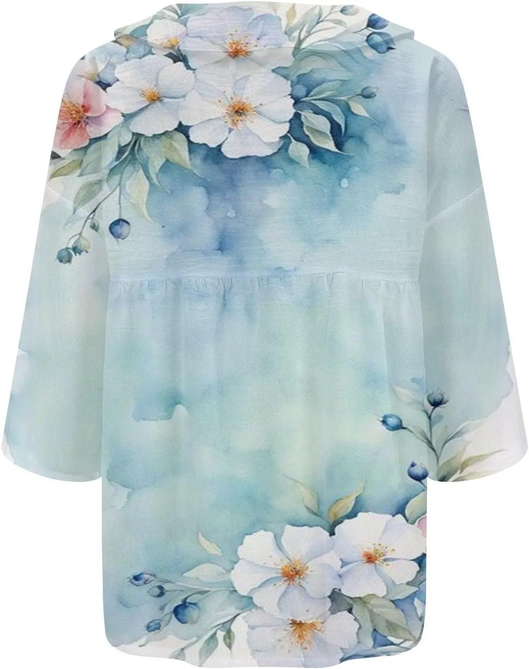 Women's Linen Blouse Women's Floral Butterfly Print Natural Autumn Fragrant Fabric Shirt Cotton Linen Shirt Blouse