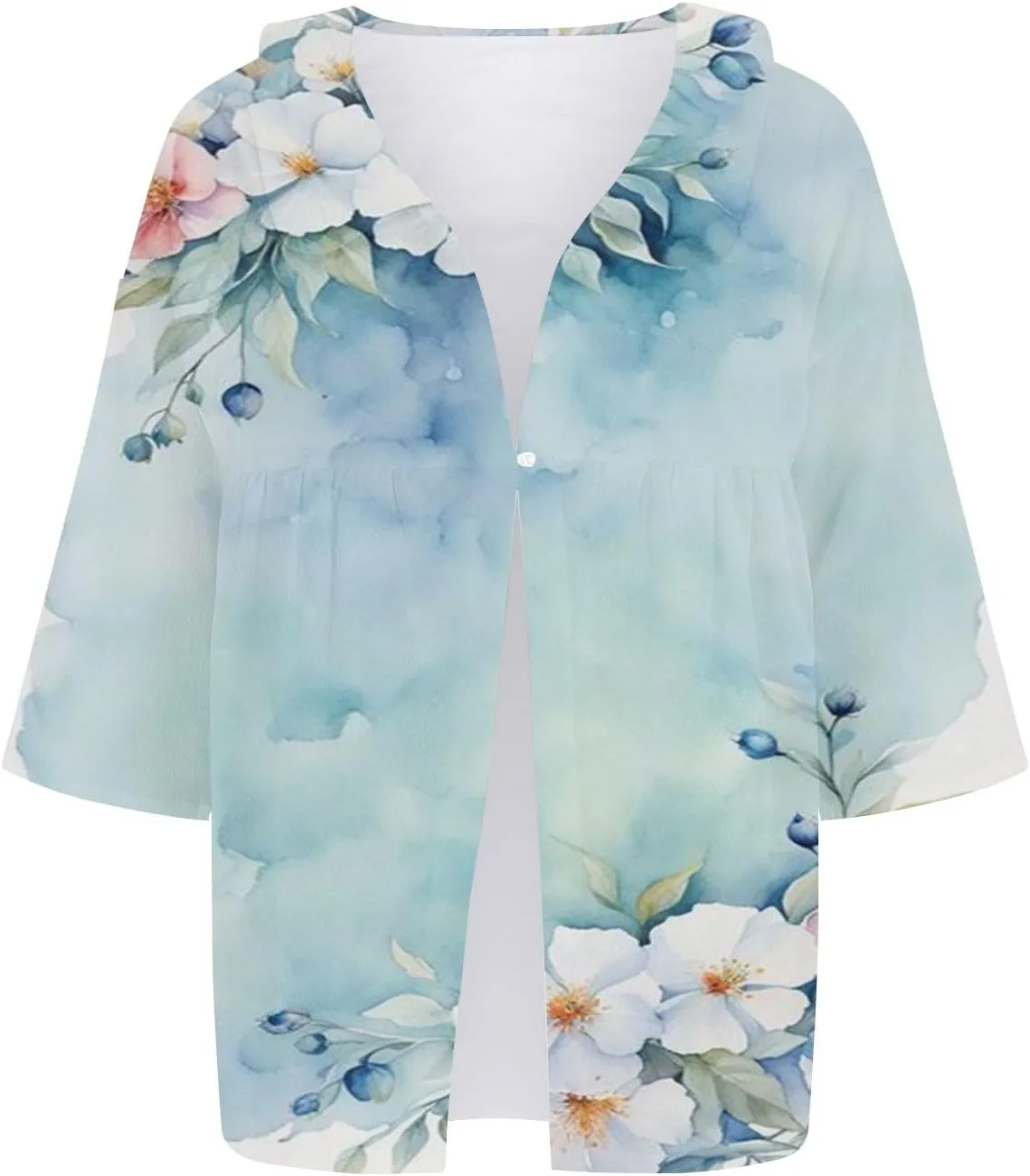 Women's Linen Blouse Women's Floral Butterfly Print Natural Autumn Fragrant Fabric Shirt Cotton Linen Shirt Blouse