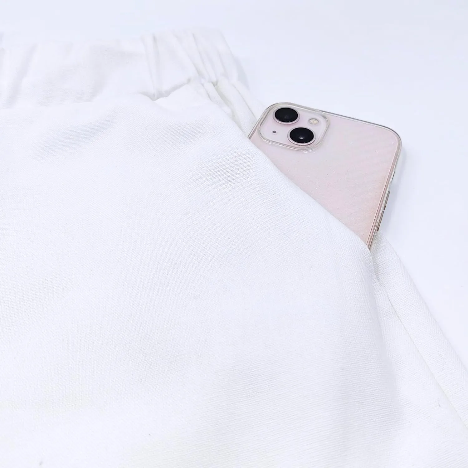 Womens Linen Pants with Pockets High Waist Comfy White Casual Pants Lightweight Loose Trousers
