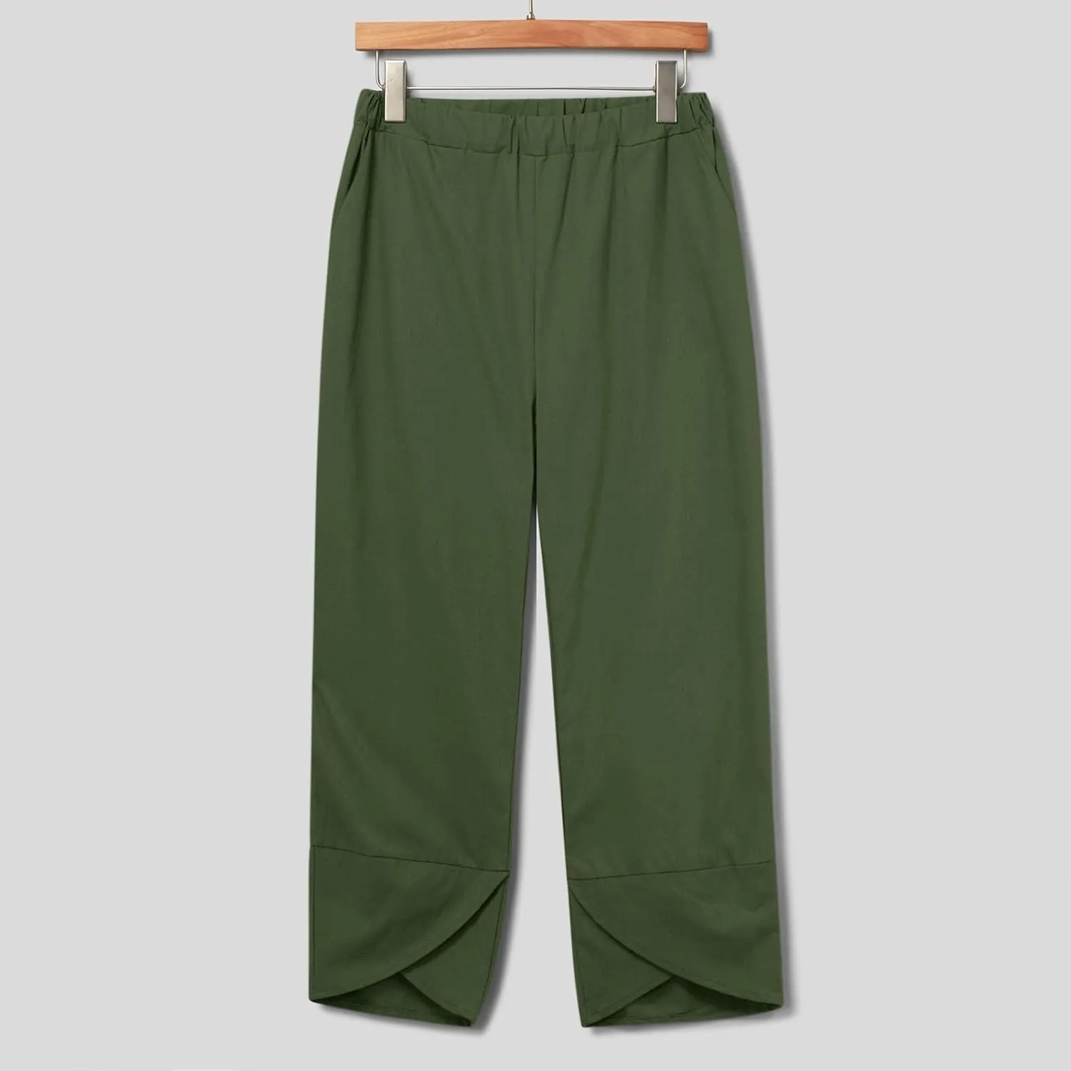 Womens Linen Sets 2 Piece Oversized 3/4 Length Sleeve Comfy Shirts Summer V Neck Loose Wide Leg Pants with Pockets