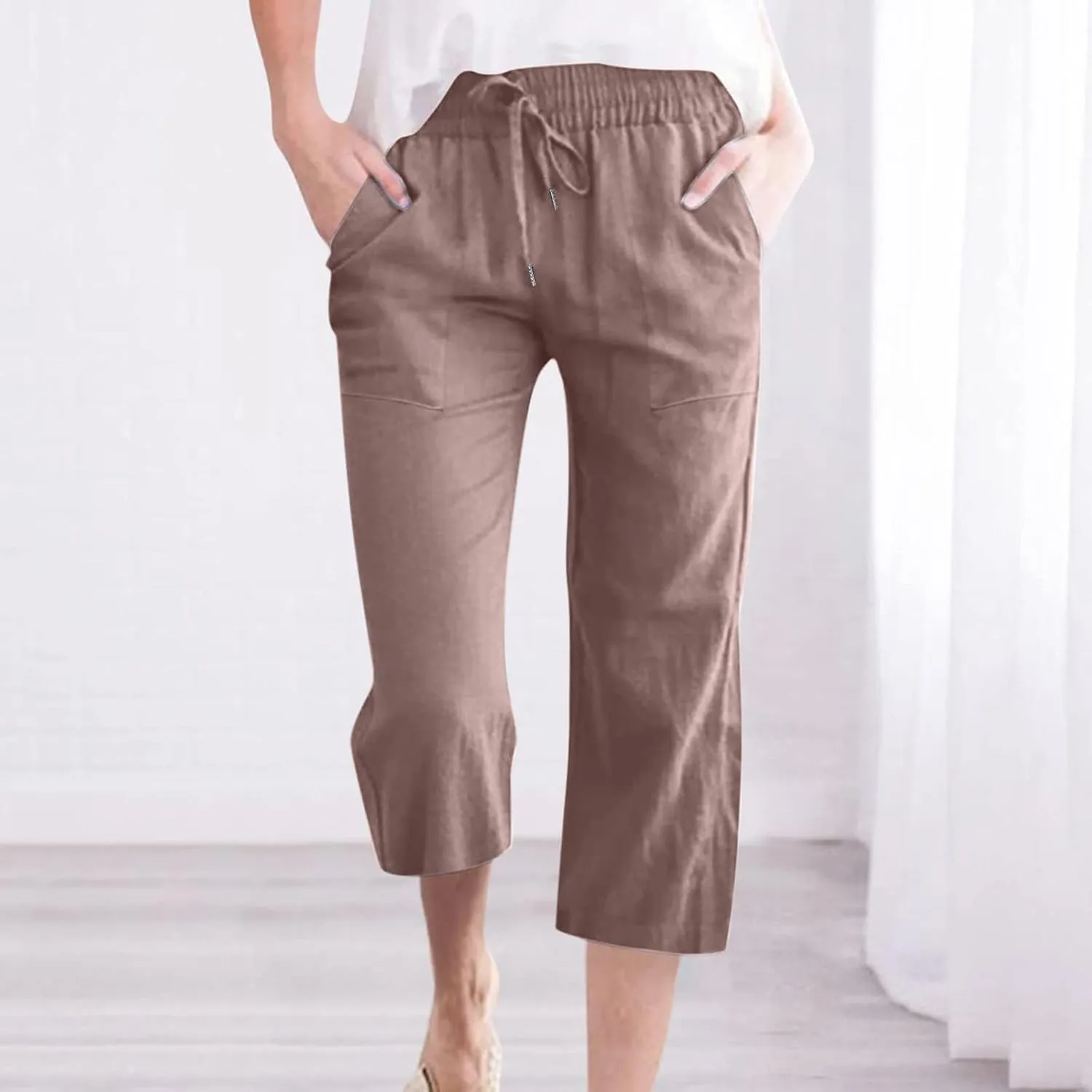 Womens Linen Wide Leg Pants Essentials Womens Linen High Waisted Wide Leg Pants Printed Loose Flowy Casual Palazzo