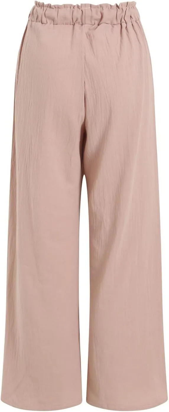 Womens Linen Wide Leg Pants Womens Linen Pants Wide Leg for Women High Waist Casual Relaxed with Pockets Inseam