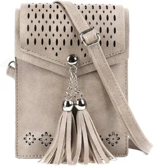 Womens Small Crossbody Bag, Tassel Cell Phone Purse Holder Wallet
