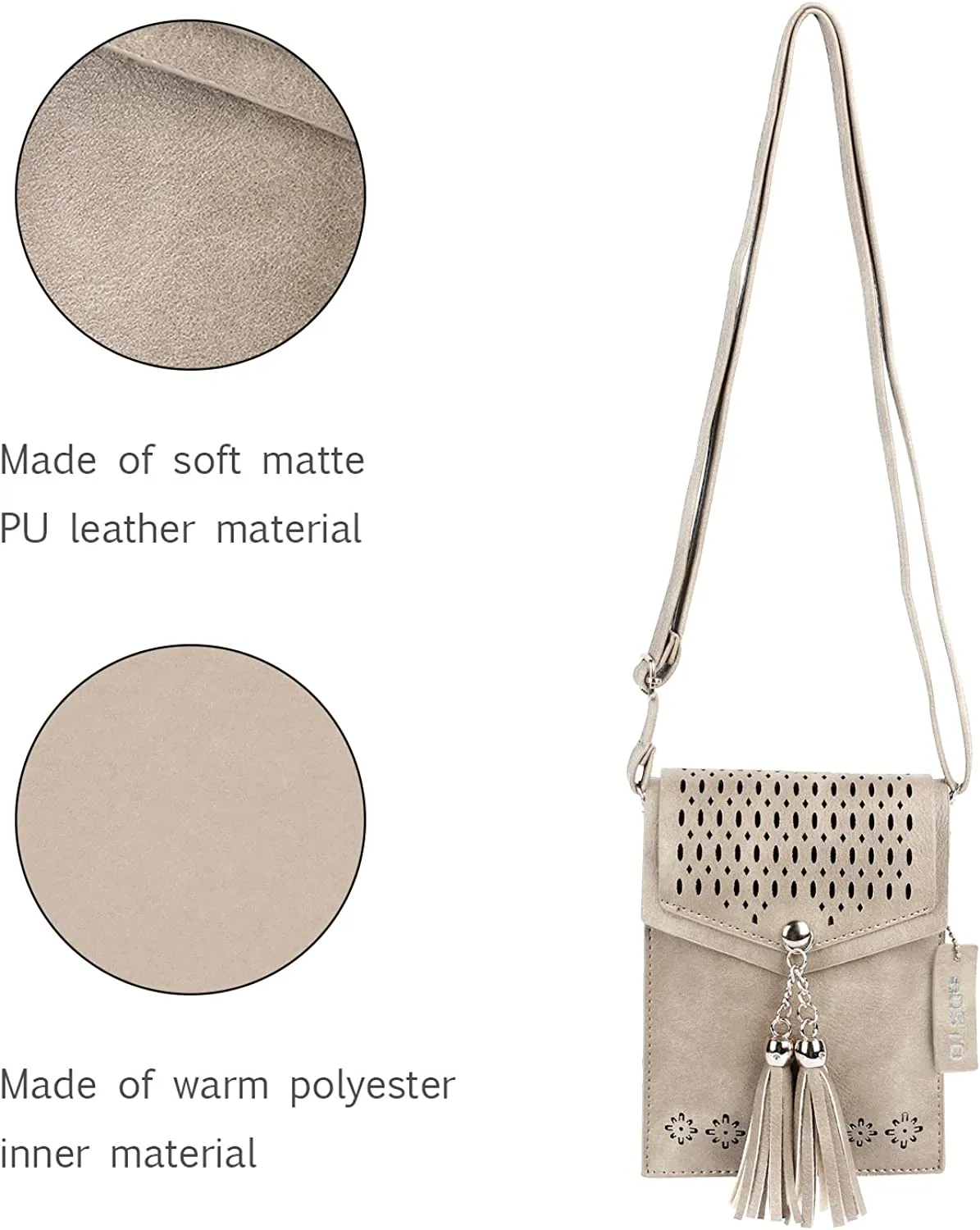 Womens Small Crossbody Bag, Tassel Cell Phone Purse Holder Wallet