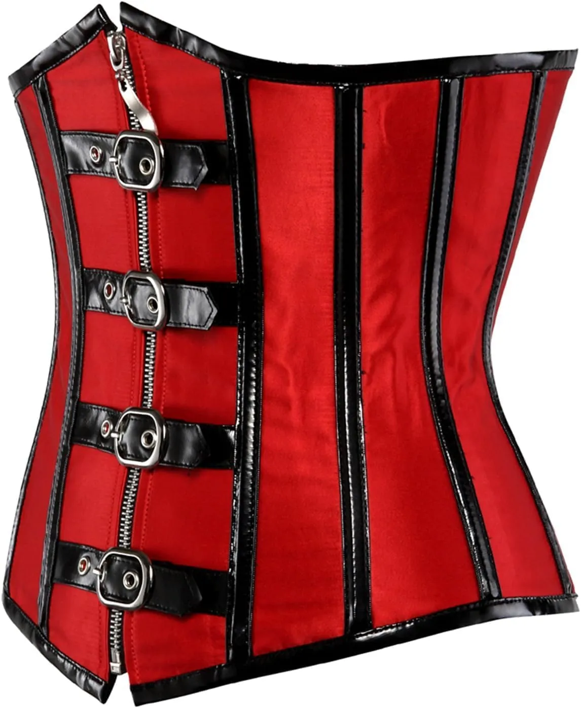 Women's Steampunk Faux Leather Bustier Halter Shoulder Straps Underbust Corset Top