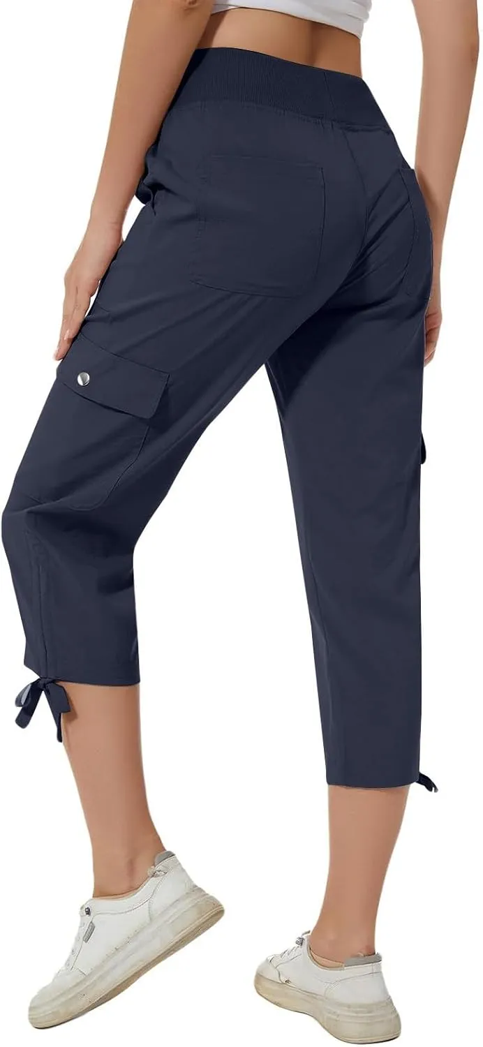 Womens Summer Pants Plus Size Loose Athletic Elastic Waist Casual Jogging Capri Pants Comfortable Yoga Clothing 2025