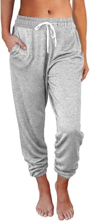 Womens Sweatpants Baggy Comfy Lounge Pants Drawstring High Waist Elastic Trousers Cropped Jogger Running Pants 2025