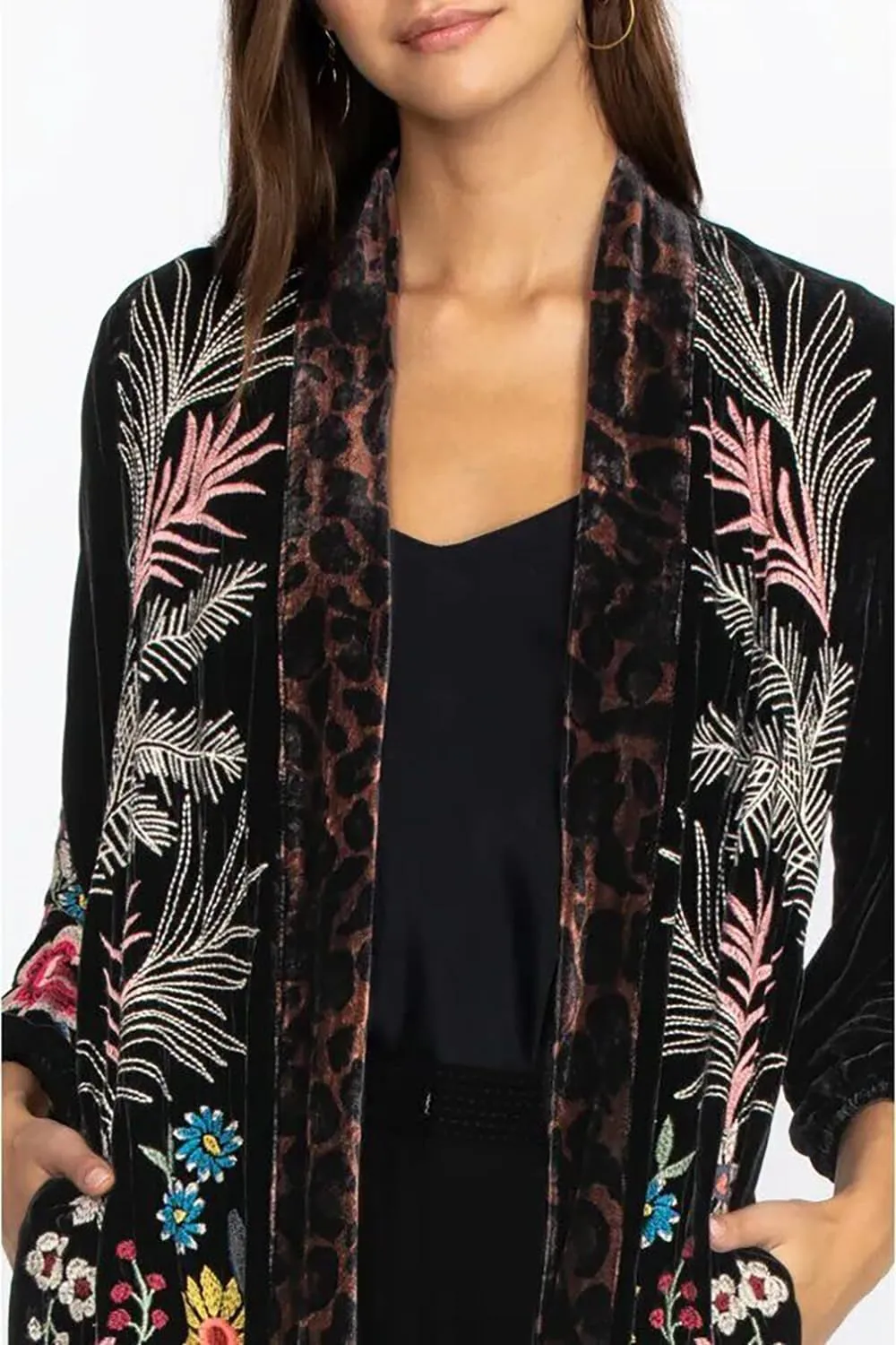 Women's Tiarei Velvet Bishop Sleeve Kimono Coat