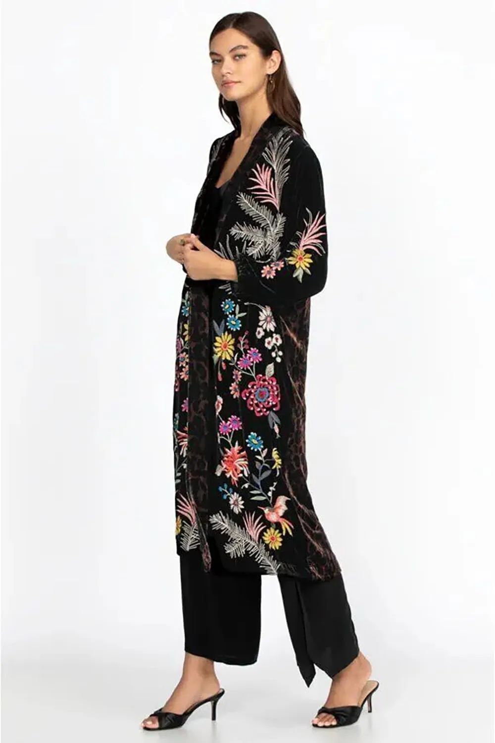 Women's Tiarei Velvet Bishop Sleeve Kimono Coat