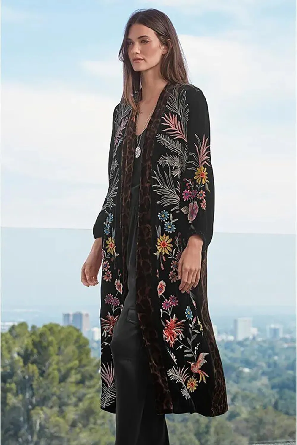 Women's Tiarei Velvet Bishop Sleeve Kimono Coat