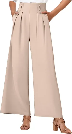 Women's Wide Leg Pants Women's Casual Plus Size Pants Capri Lightweight Spring Summer for Women Ladies Pinstripe