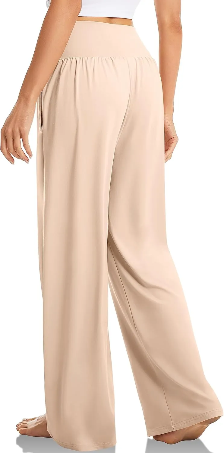 Womens Yoga Sweatpants Crossover High Waisted Casual Loose Sweatpants Comfy Straight Leg Athletic Pants with Pockets