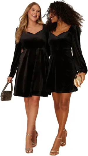 Womens/Ladies Velvet Sweetheart Mini Dress (6 US) (Black)