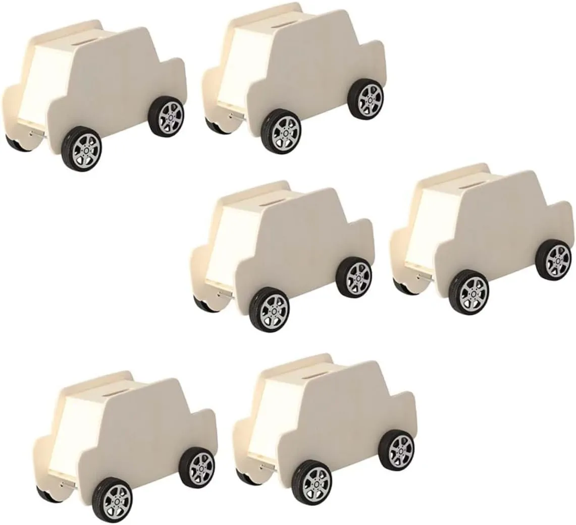 Wooden Car Piggy Bank DIY Educational Playthings Boys and Girls' Coin Bank Money Storage Boxes