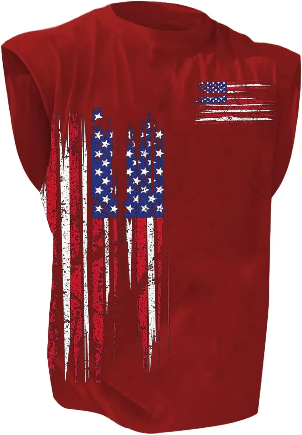 Workout Tank Tops Men American Flag Print Patriotic Crew Neck Sleeveless Shirts Summer Athletic Loose Fit Undershirt