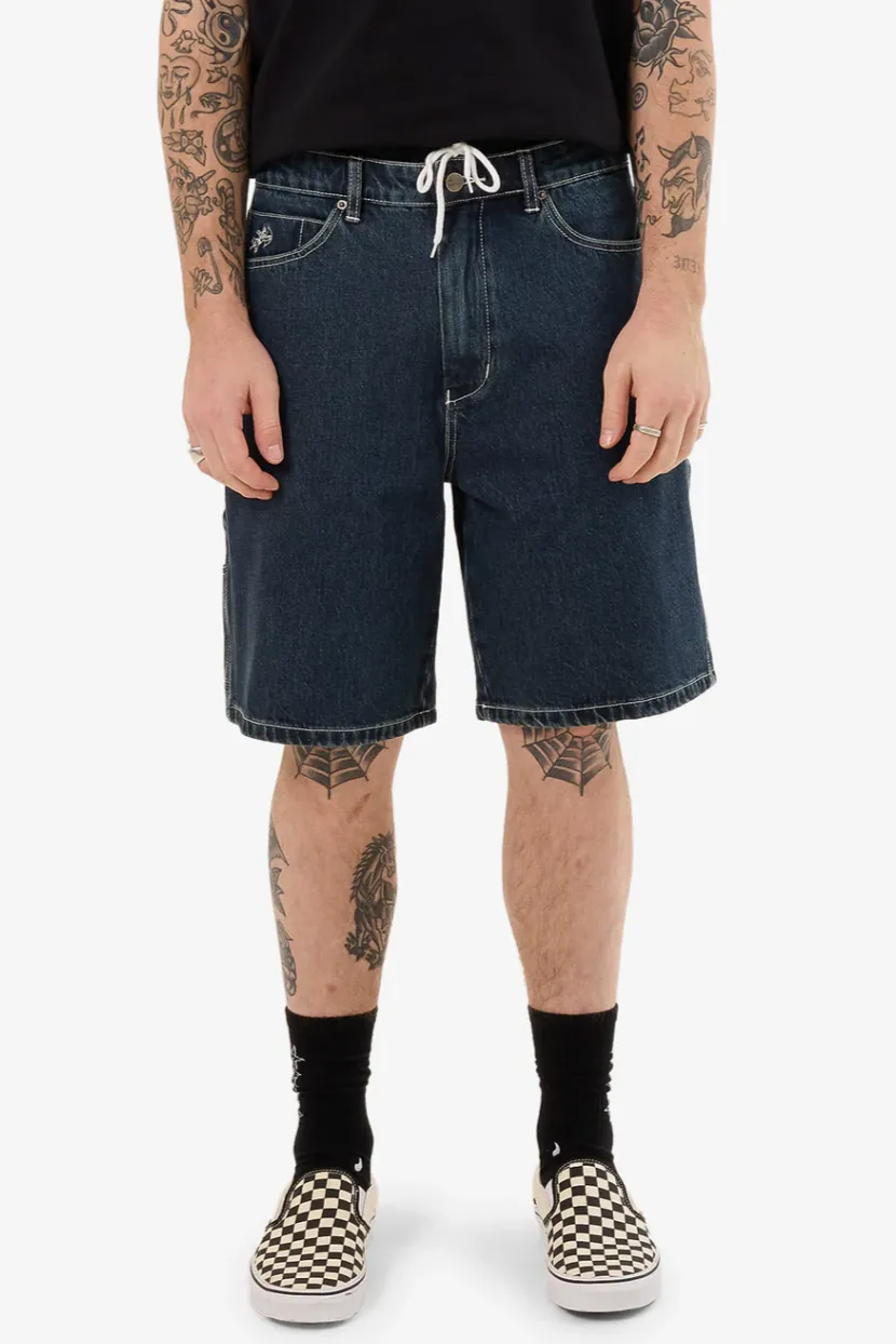 WORSHIP SUPPLIES CARPENTER JEAN SHORT - DIRTY MIDNIGHT BLUE