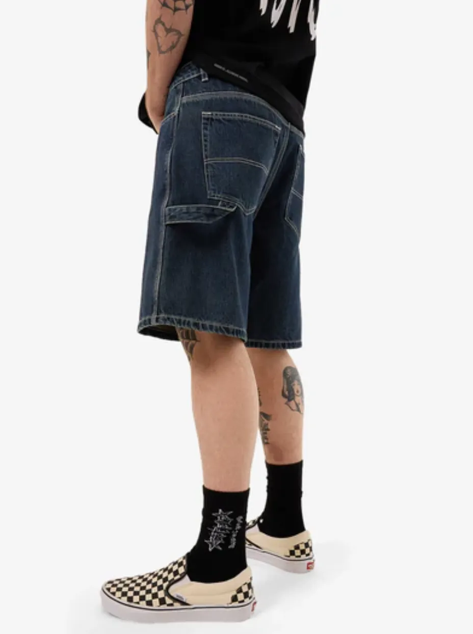 WORSHIP SUPPLIES CARPENTER JEAN SHORT - DIRTY MIDNIGHT BLUE