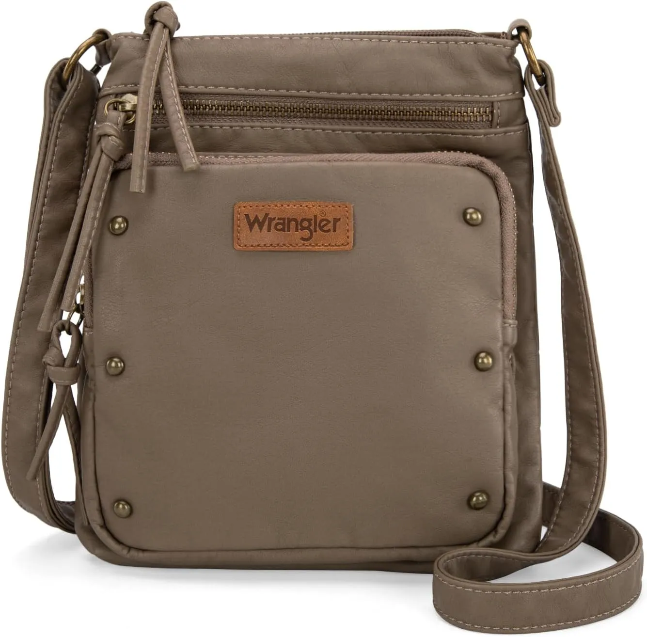 Wrangler Crossbody Bag for Women Small Soft Washed Leather Multi Pocket Shoulder Purses