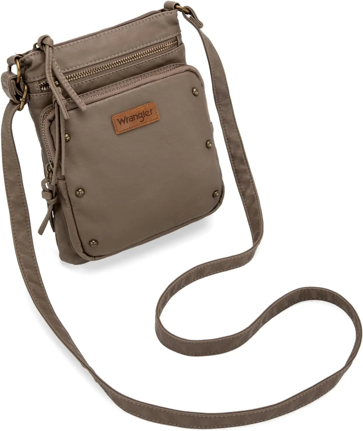 Wrangler Crossbody Bag for Women Small Soft Washed Leather Multi Pocket Shoulder Purses