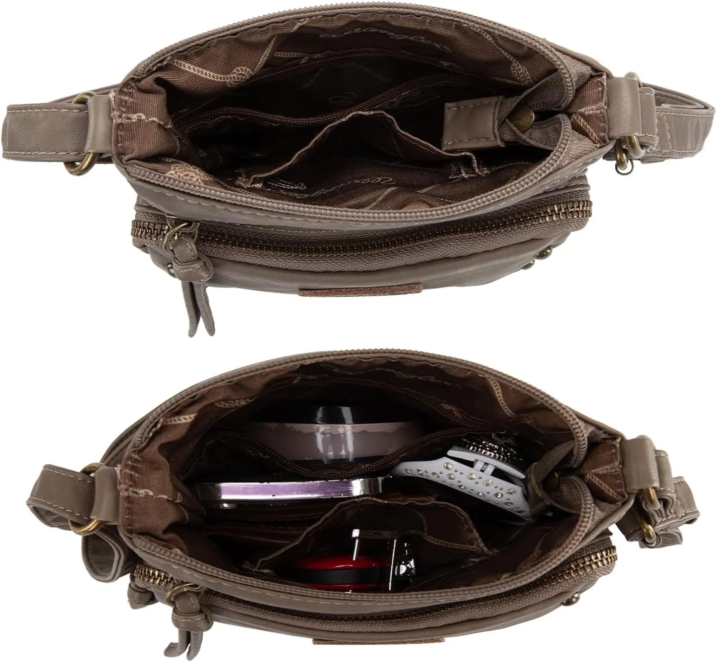 Wrangler Crossbody Bag for Women Small Soft Washed Leather Multi Pocket Shoulder Purses