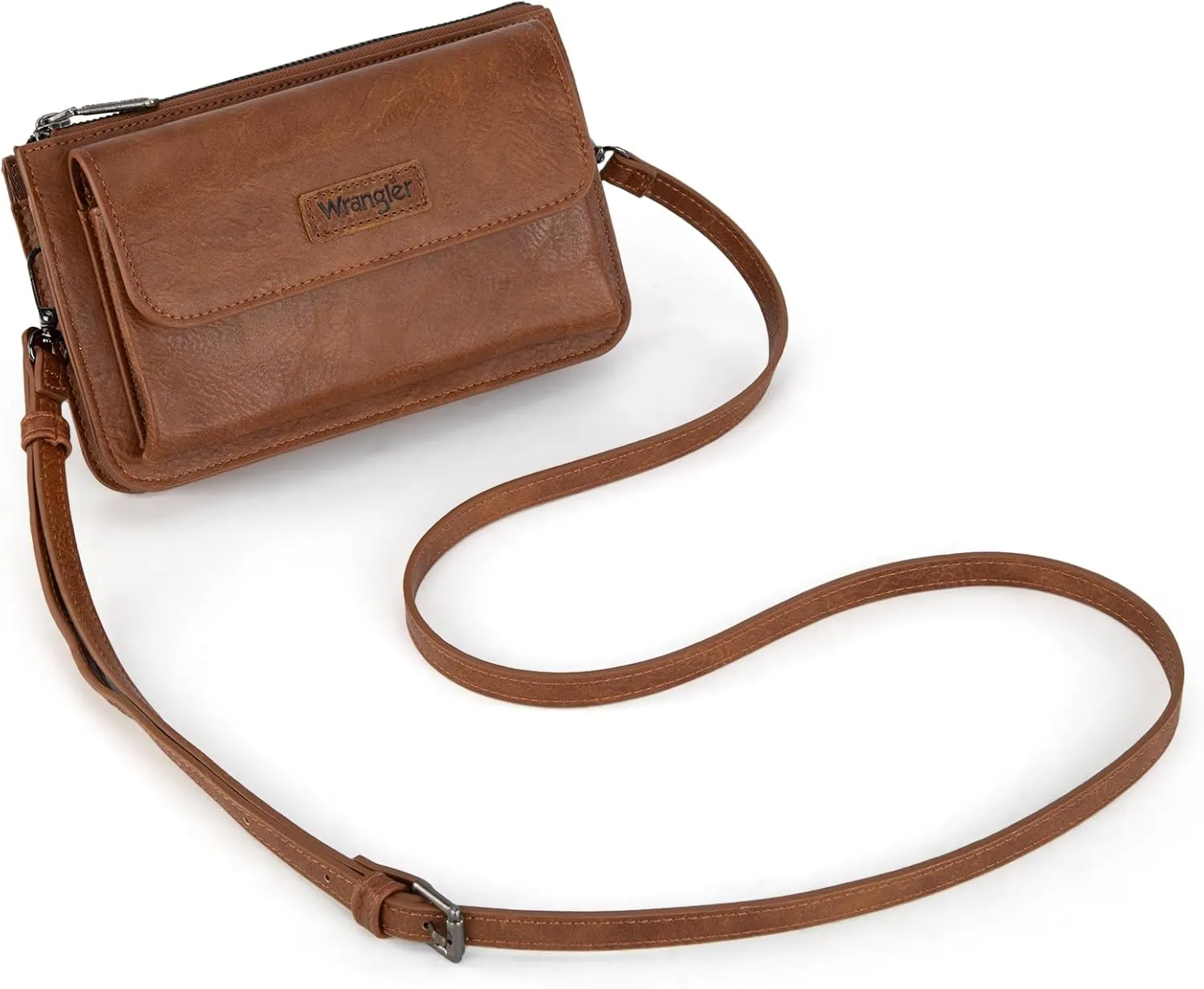 Wrangler RFID Crossbody Wallet Purse Vegan Leather Small Purses for Women with Phone Pocket and Adjustable Strap