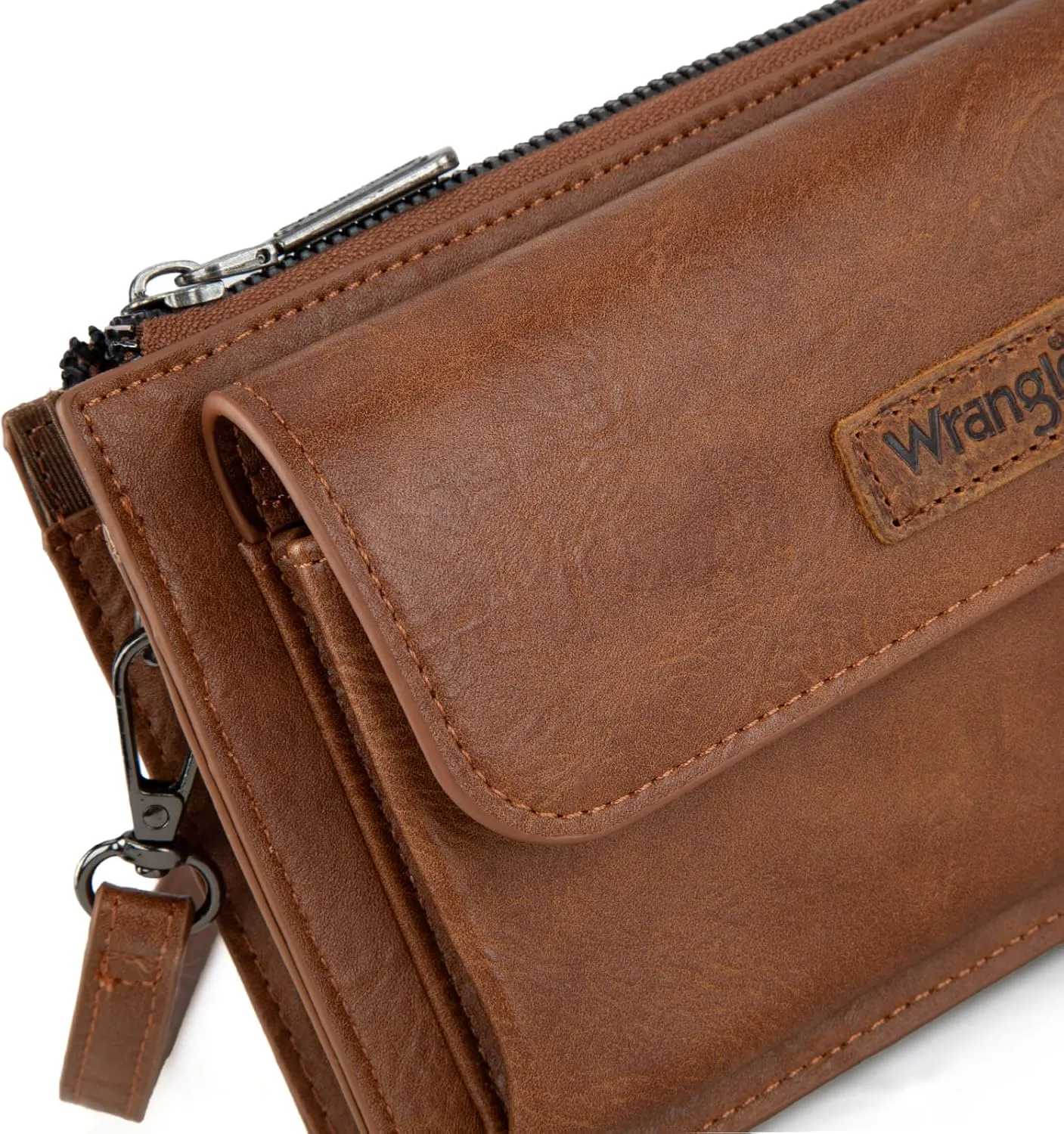 Wrangler RFID Crossbody Wallet Purse Vegan Leather Small Purses for Women with Phone Pocket and Adjustable Strap
