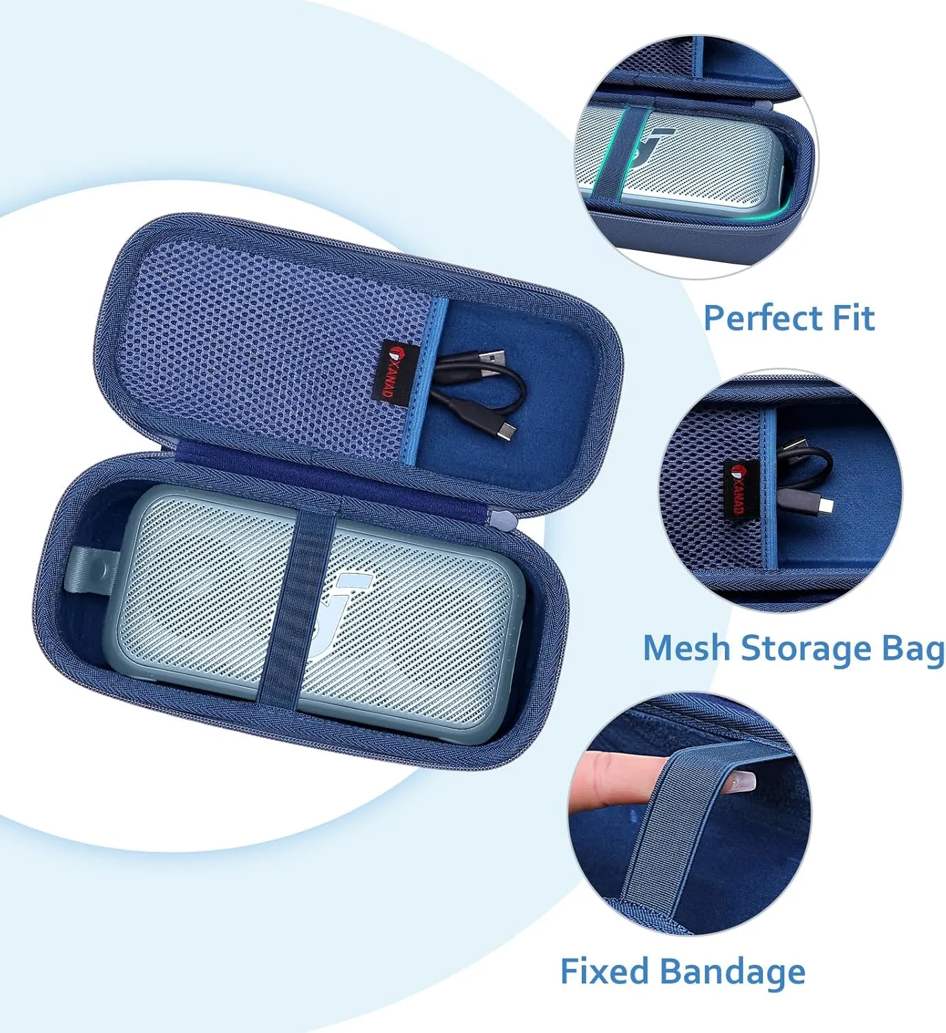 XANAD Hard Case Compatible with Bose Soundlink Flex or Soundcore Motion 300 Portable Bluetooth Speaker - Travel Protective Carrying Storage Case Bag(Blue)