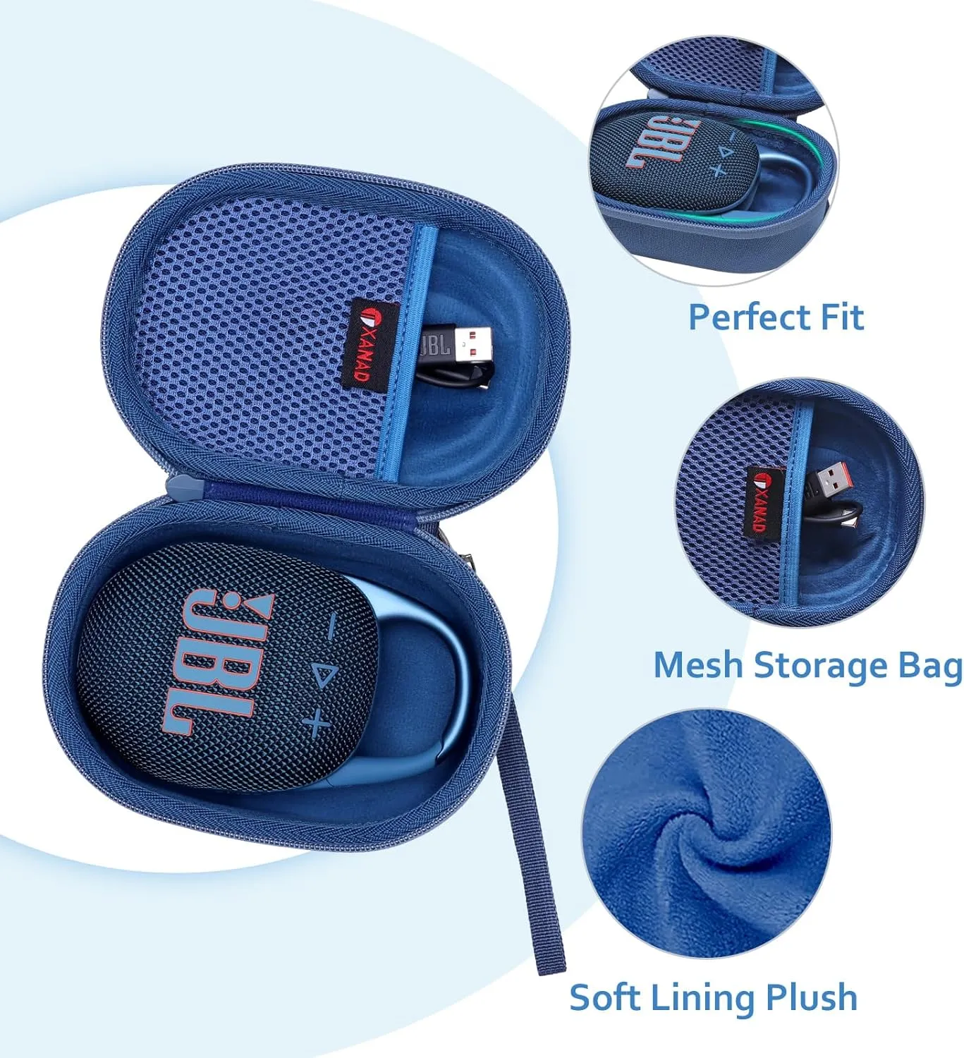 XANAD Hard Case Compatible with JBL Clip 5/Clip 4/Clip 4 Eco or Soundcore Select 4 Go Portable Speaker(Blue)