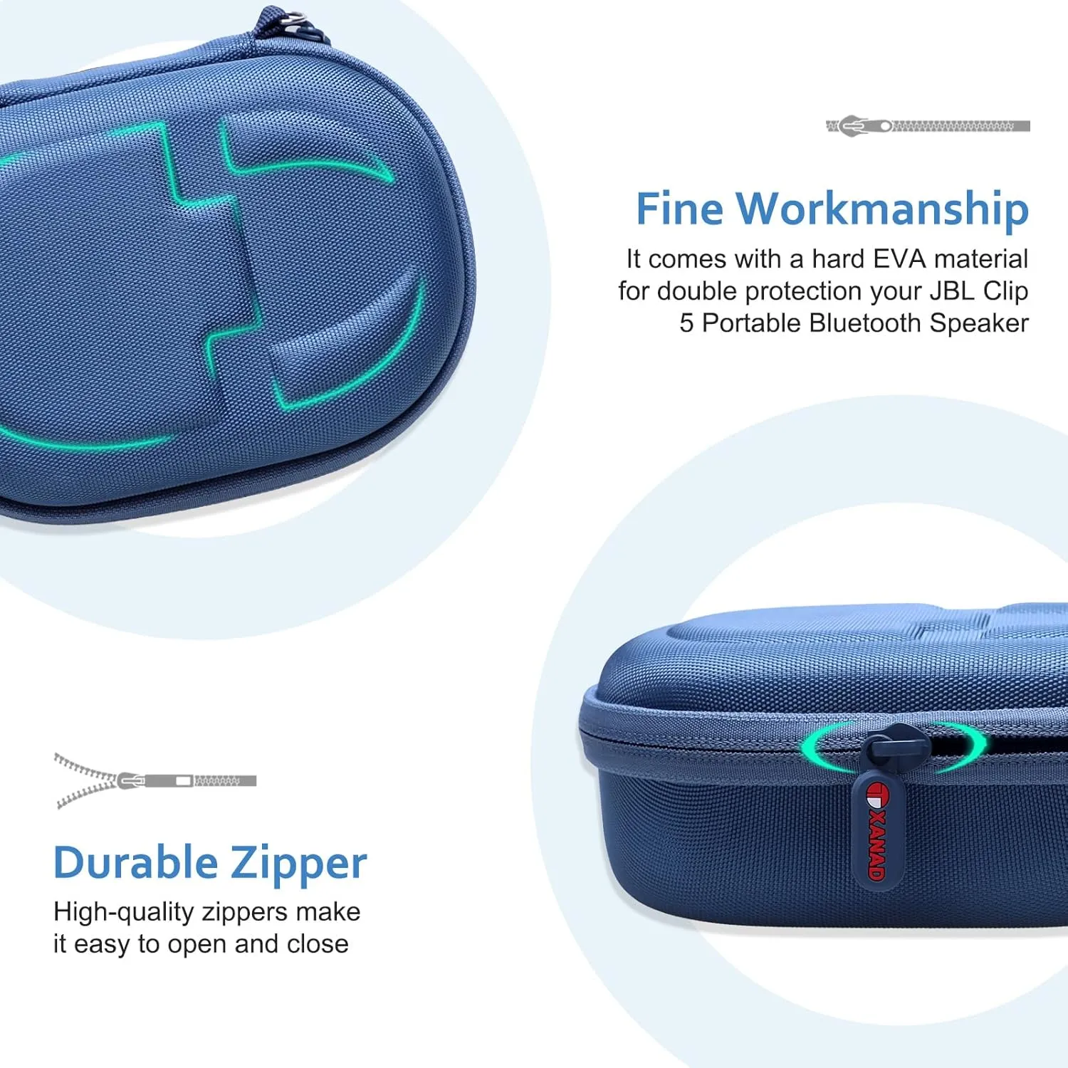 XANAD Hard Case Compatible with JBL Clip 5/Clip 4/Clip 4 Eco or Soundcore Select 4 Go Portable Speaker(Blue)