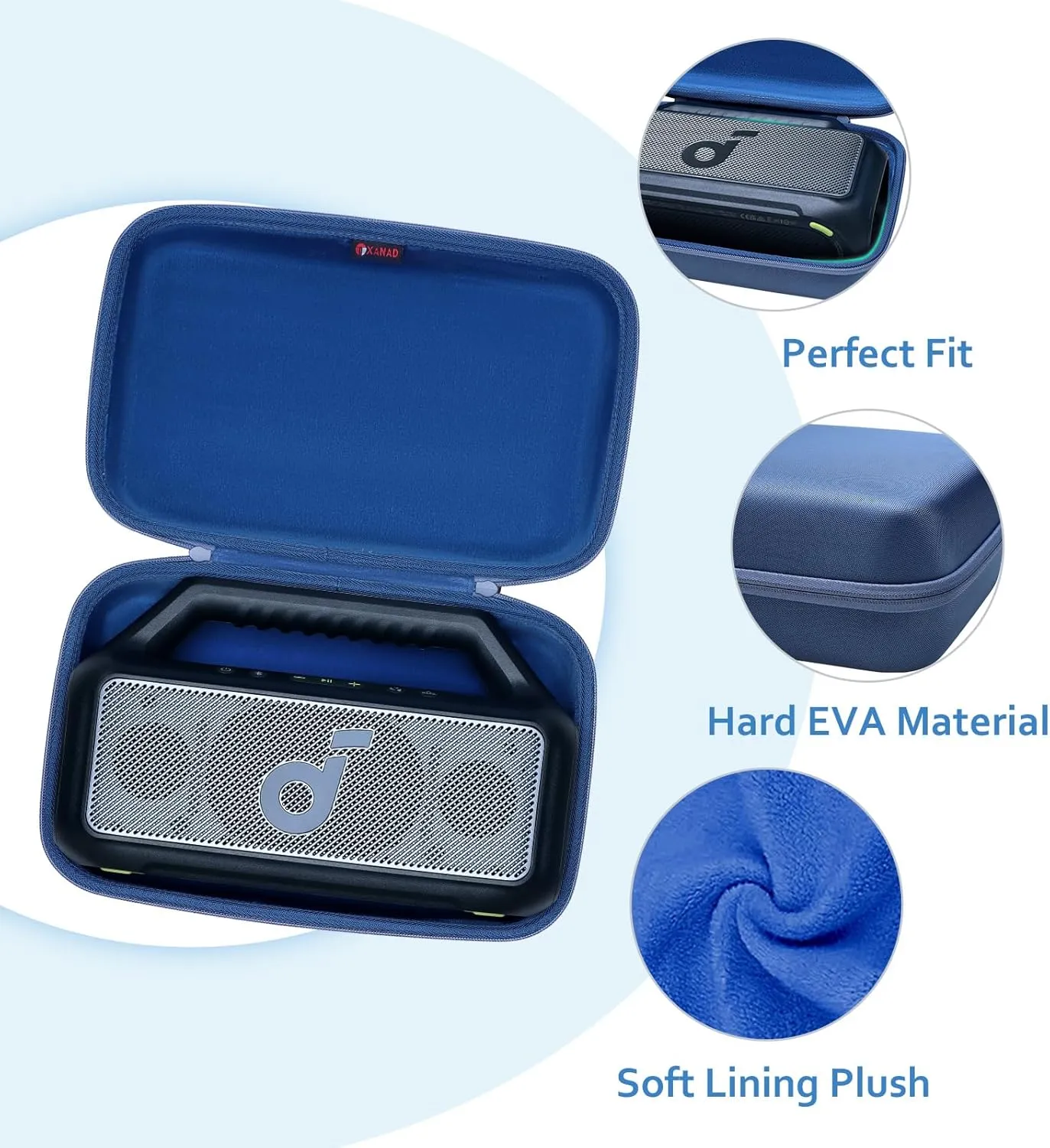 XANAD Hard Case for Soundcore Boom 2/1 Outdoor Portable Bluetooth Speaker - Travel Protective Carrying Storage Case Bag(Blue)