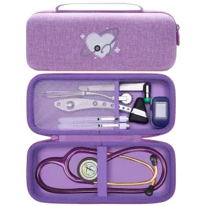 XANAD Stethoscope Case for 3M Littmann Cardiology III,II,IV,3M Littmann Master Cardiology/MDF MDOne Stainless Steel Stethoscope, Extra Pocket for Doctor & Nurse Accessories - Purple