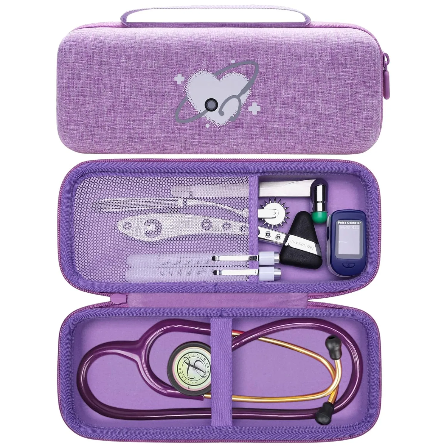 XANAD Stethoscope Case for 3M Littmann Cardiology III,II,IV,3M Littmann Master Cardiology/MDF MDOne Stainless Steel Stethoscope, Extra Pocket for Doctor & Nurse Accessories - Purple