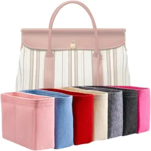 Xoppia Bag Organizer compatible with Loro Piana Loom bag L25. Felt Insert Liner for Women Handbag. (Brown, Style A)