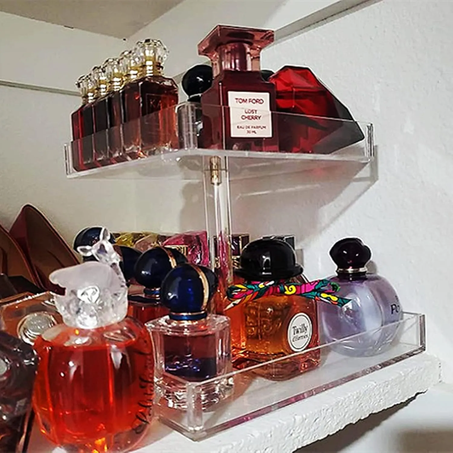 YAGELI Perfume Organizer for Women - Large Capacity 2 Tier Clear Acrylic Perfume Organizer Holder for Vanity, Perfume Stand Organizer for Dresser